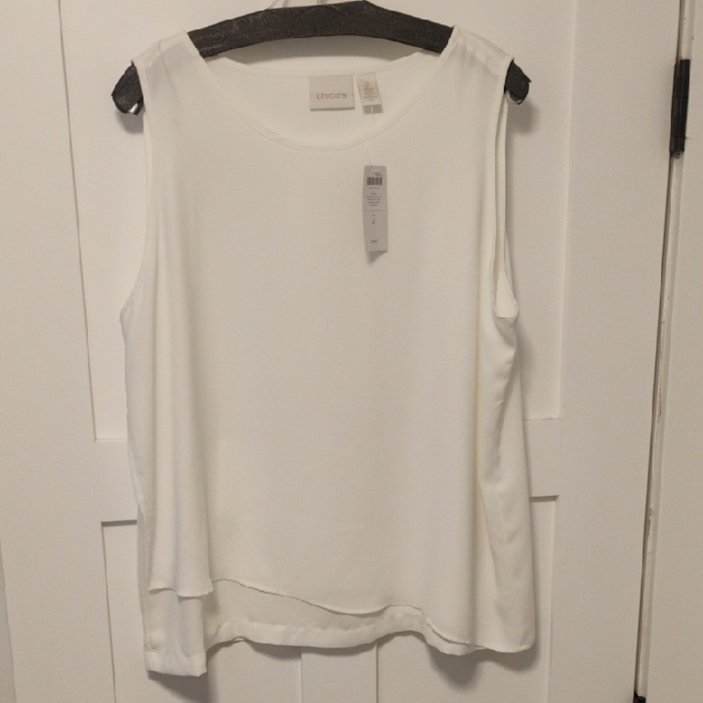 Chicos Double Layer Tank Antique White